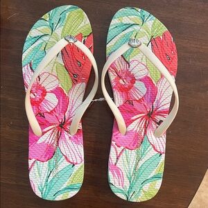 Tommy Bahama Whykiki Floral Flip Flops Size 10-new